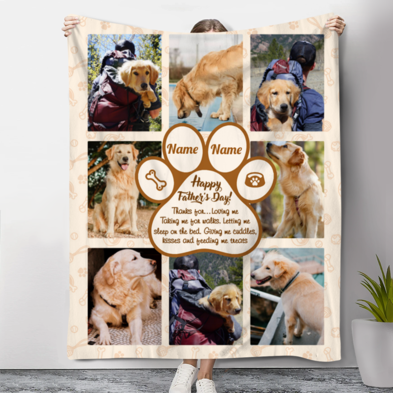 Blanket Dad Gift From Dog, Dog Dad Father's Day Gifts, Customized Dad Dog Gifts, Happy Fathers Day Dog Dad - Best Personalized Gifts for Everyone