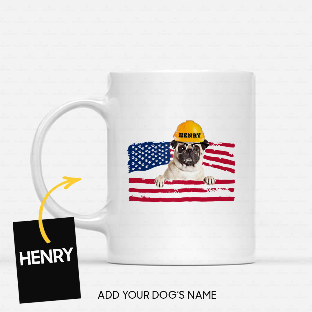 Personalized Dog Gift Idea - Happy Labor Day Pug Worker For Dog Lovers - White Mug