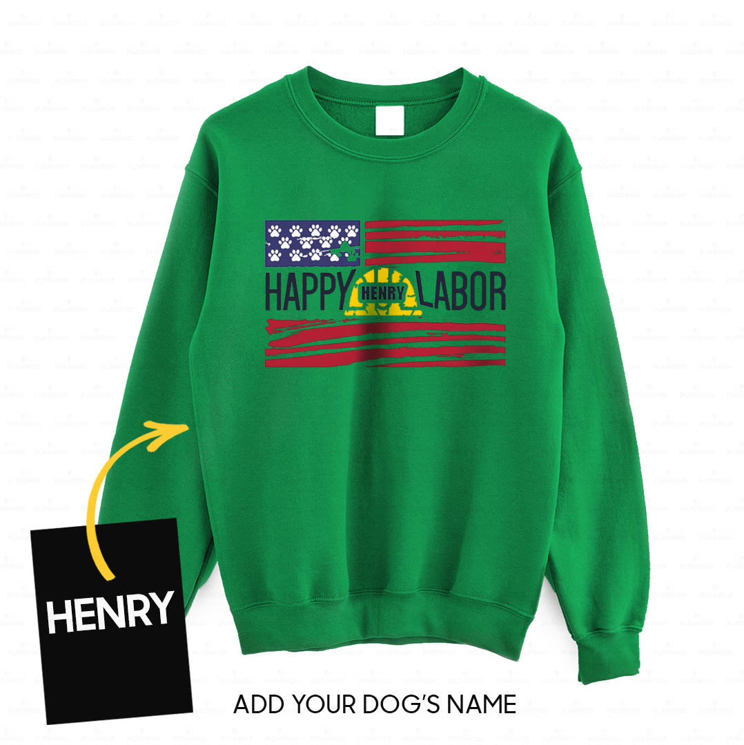 Personalized Dog Gift Idea - Happy Labor Day Paw On The Flag For Dog Lovers - Standard Crew Neck Sweatshirt