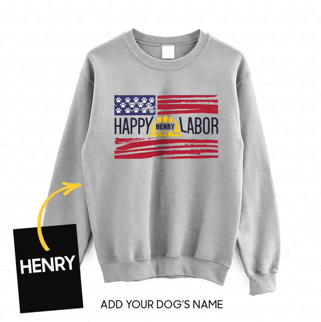 Personalized Dog Gift Idea - Happy Labor Day Paw On The Flag For Dog Lovers - Standard Crew Neck Sweatshirt