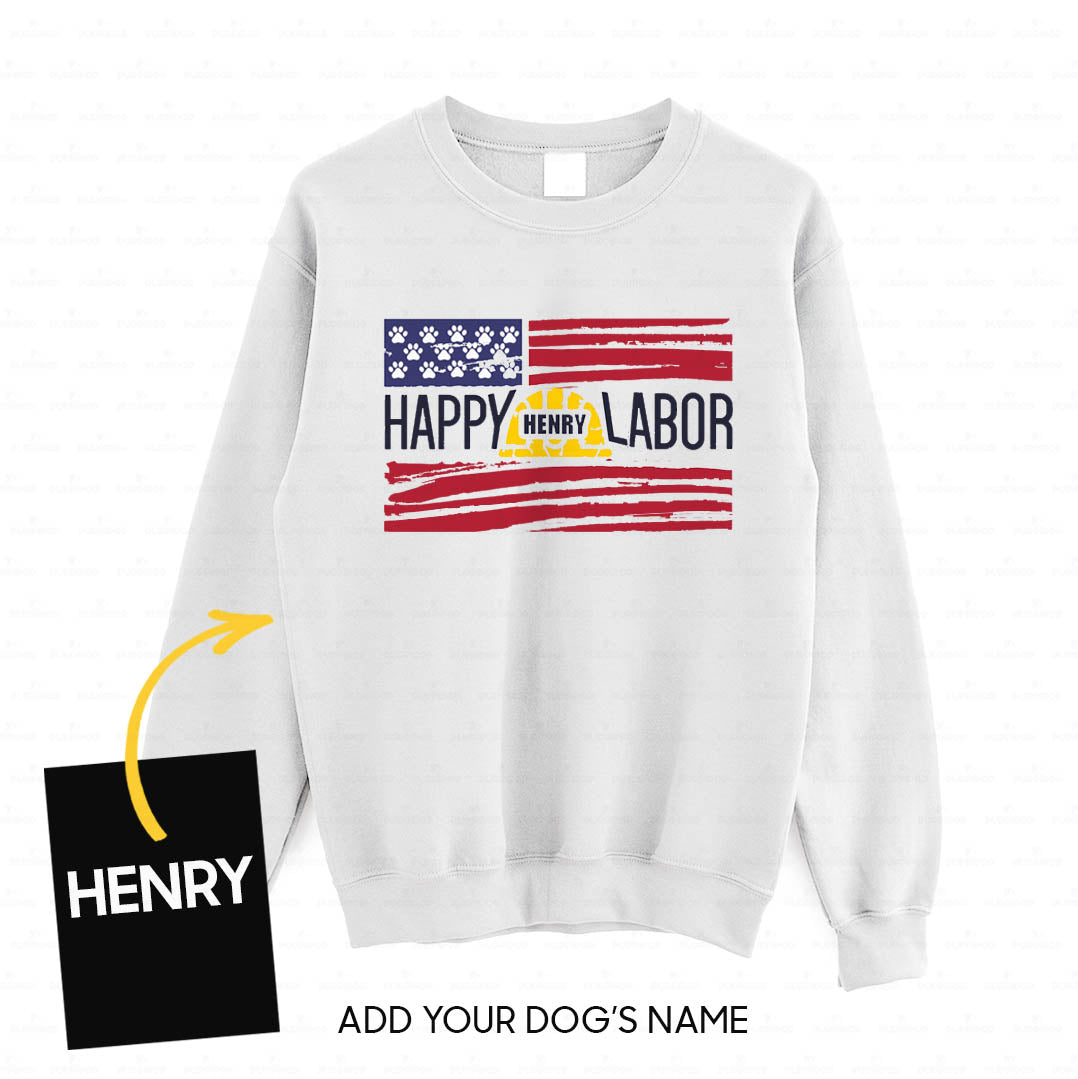 Personalized Dog Gift Idea - Happy Labor Day Paw On The Flag For Dog Lovers - Standard Crew Neck Sweatshirt