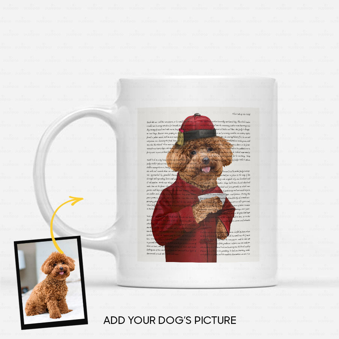 Custom Dog Mug Gift Idea - Dog's Portrait In Well Dressed Magazine For Dog Lover - White Mug