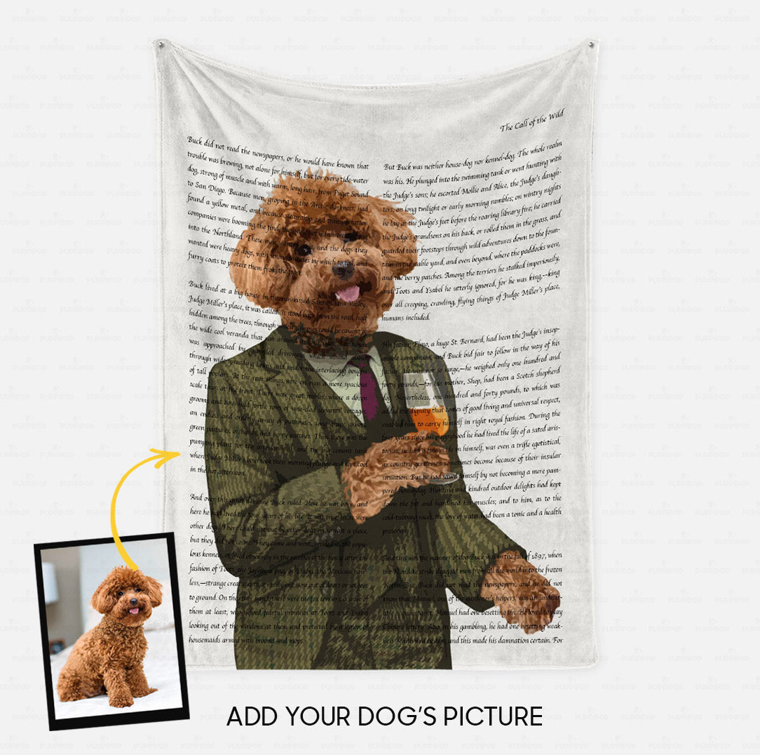Custom Dog Blanket Gift Idea - Dog's Portrait In Well Dressed Magazine For Dog Lover - Fleece Blanket