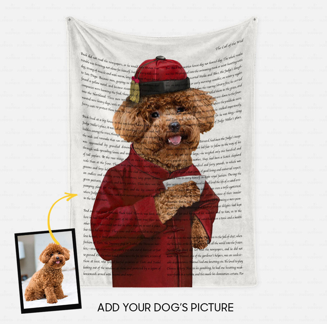 Custom Dog Blanket Gift Idea - Dog's Portrait In Well Dressed Magazine For Dog Lover - Fleece Blanket