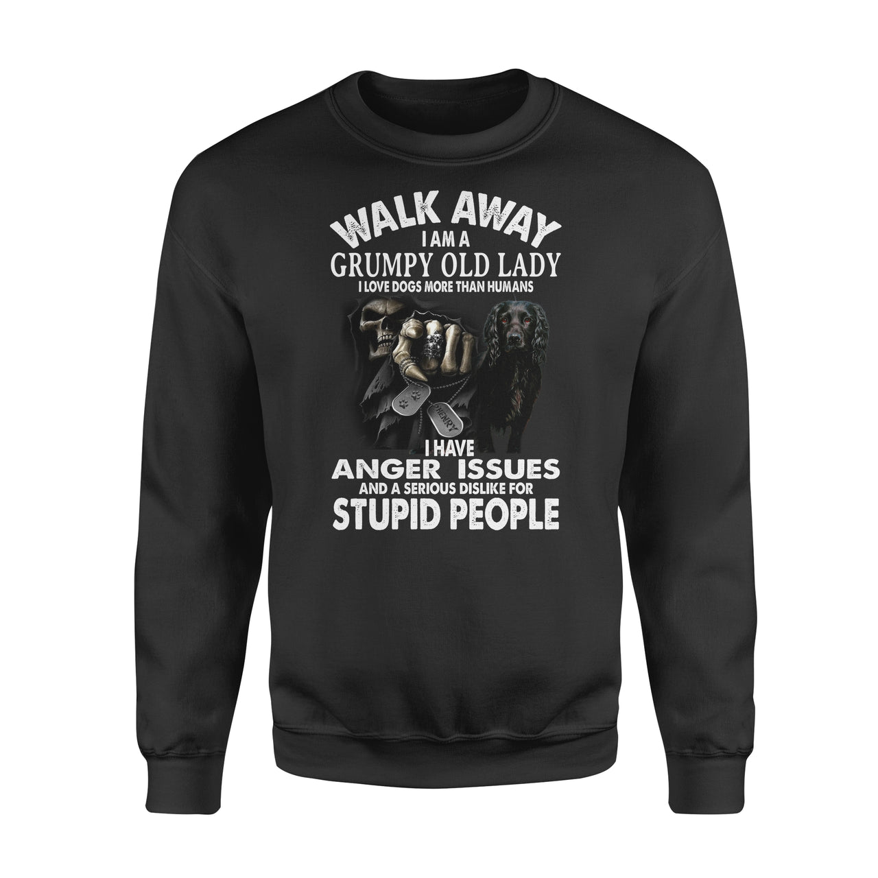 Personalized Dog Gift Idea - Walk Away, I Am A Grumpy Old Lady For Dog Mom - Standard Crew Neck Sweatshirt