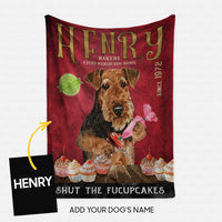 Thumbnail for Personalized Dog Blanket Gift Idea - Airedale Terrier Fucupcakes For Dog Lover - Fleece Blanket