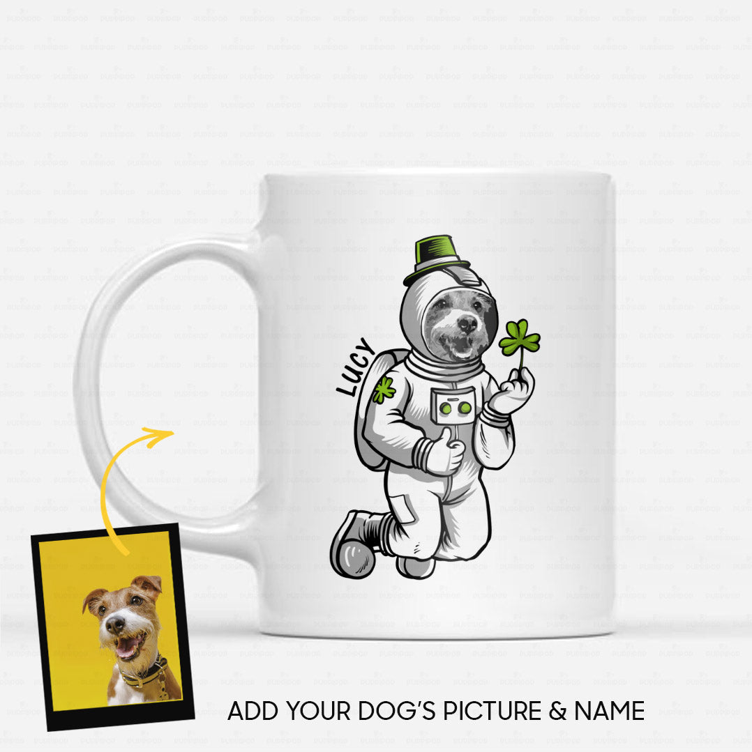 Personalized St Patrick's Day Gift Idea - Astronaut For Dog Lover - White mug