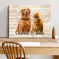 Thumbnail for Custom Pet Portrait Wall Art, Multiple Pet Portrait, Custom Two Pet Portraits on Canvas, Pet Portrait from Photo