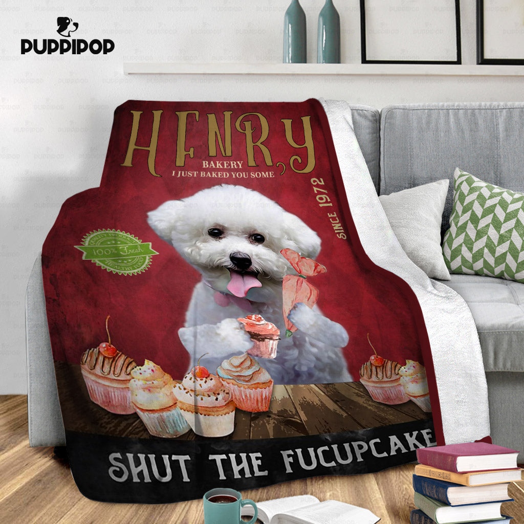 Personalized Dog Blanket Gift Idea - Bichon Frise Fucupcakes For Dog Lover - Fleece Blanket