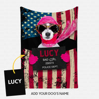 Thumbnail for Personalized Dog Gift Idea - Bad Dog Girl With Pink Scarf And Glasses For Dog Lovers - Fleece Blanket