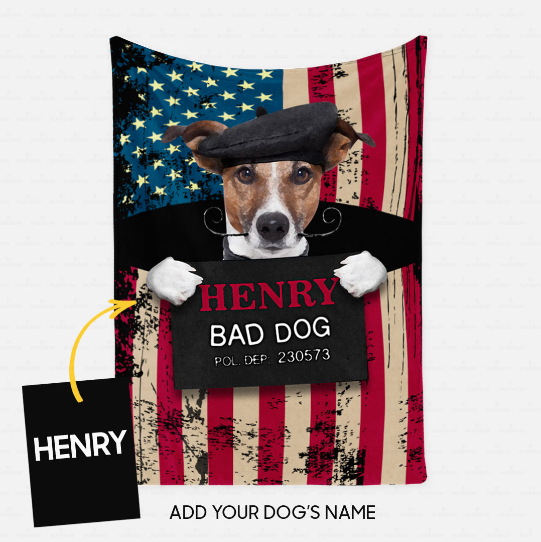 Personalized Dog Gift Idea - Bad Dog Wearing Artist Hat For Dog Lovers - Fleece Blanket