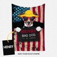 Thumbnail for Personalized Dog Gift Idea - Bad Dog Wearing Yellow Hat For Dog Lovers - Fleece Blanket