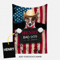 Thumbnail for Personalized Dog Gift Idea - Bad Dog Wearing Cowboy Hat For Dog Lovers - Fleece Blanket