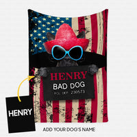 Thumbnail for Personalized Dog Gift Idea - Bad Dog Wearing Tall Pink Hat For Dog Lovers - Fleece Blanket