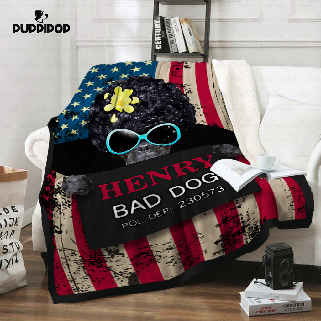 Personalized Dog Gift Idea - Bad Dog With Curly Hair For Dog Lovers - Fleece Blanket