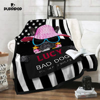 Thumbnail for Personalized Dog Gift Idea - Bad Dog Girl Wearing Beach Hat For Dog Lovers - Fleece Blanket