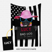 Thumbnail for Personalized Dog Gift Idea - Bad Dog Girl Wearing Beach Hat For Dog Lovers - Fleece Blanket