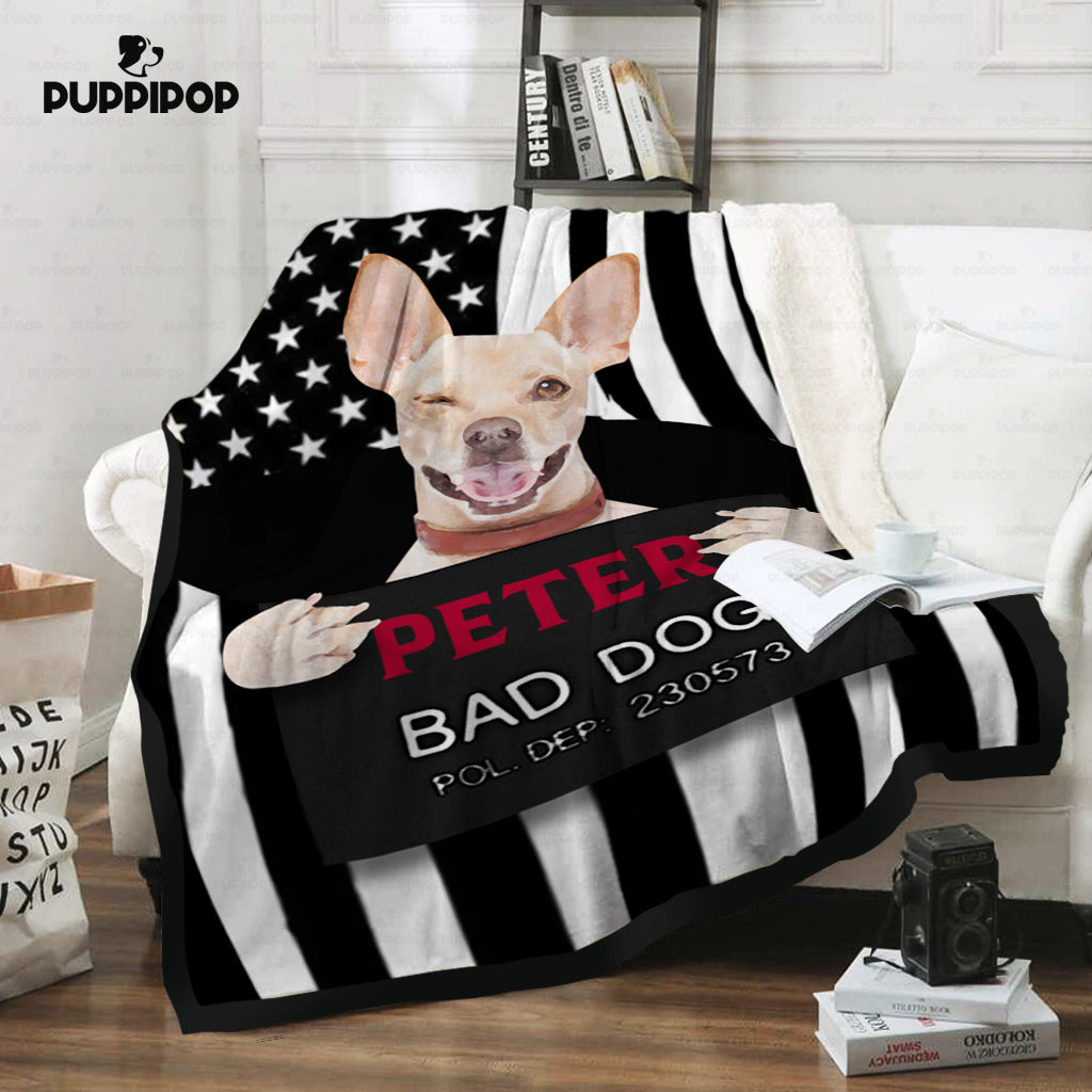 Personalized Dog Gift Idea - Bad Dog Winking Eye For Dog Lovers - Fleece Blanket