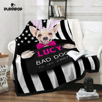 Thumbnail for Personalized Dog Gift Idea - Bad Dog Girl With Rabbit Ear For Dog Lovers - Fleece Blanket