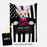 Thumbnail for Personalized Dog Gift Idea - Bad Dog Girl With Rabbit Ear For Dog Lovers - Fleece Blanket