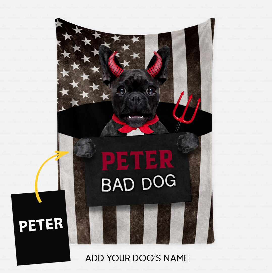 Personalized Dog Gift Idea - Bad Evil Dog And Us Flag For Dog Lovers - Fleece Blanket