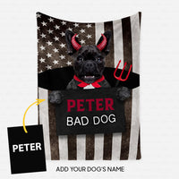 Thumbnail for Personalized Dog Gift Idea - Bad Evil Dog And Us Flag For Dog Lovers - Fleece Blanket