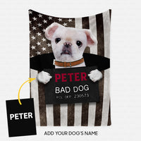 Thumbnail for Personalized Dog Gift Idea - Bad White Dog Wearing Collar For Dog Lovers - Fleece Blanket
