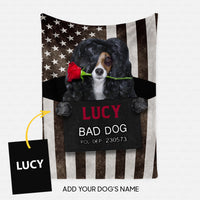 Thumbnail for Personalized Dog Gift Idea - Bad Long Hair Dog With Rose For Dog Lovers - Fleece Blanket