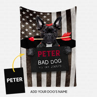 Thumbnail for Personalized Dog Gift Idea - Bad Black Dog With Arrow For Dog Lovers - Fleece Blanket
