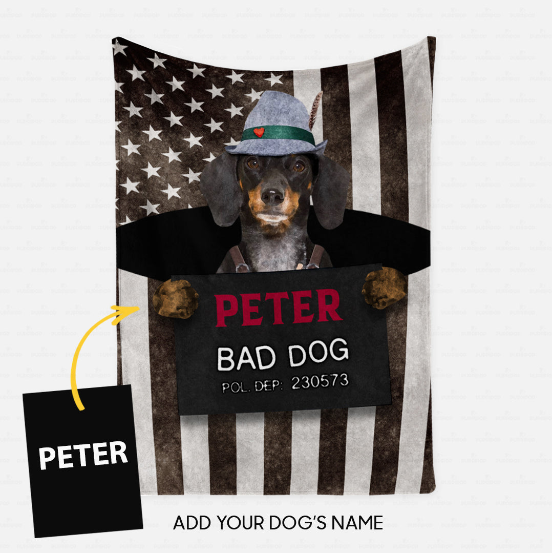 Personalized Dog Gift Idea - Bad Long Ear Dog Wearing Fedora For Dog Lovers - Fleece Blanket