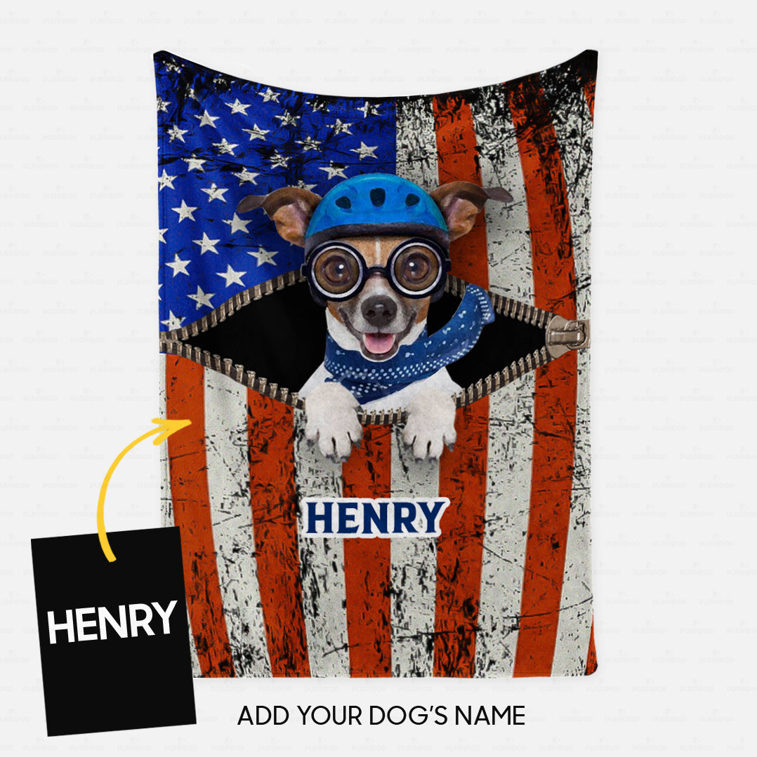 Personalized Dog Gift Idea - Dog With Blue Scarf And Helmet For Dog Lovers - Fleece Blanket