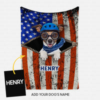 Thumbnail for Personalized Dog Gift Idea - Dog With Blue Scarf And Helmet For Dog Lovers - Fleece Blanket