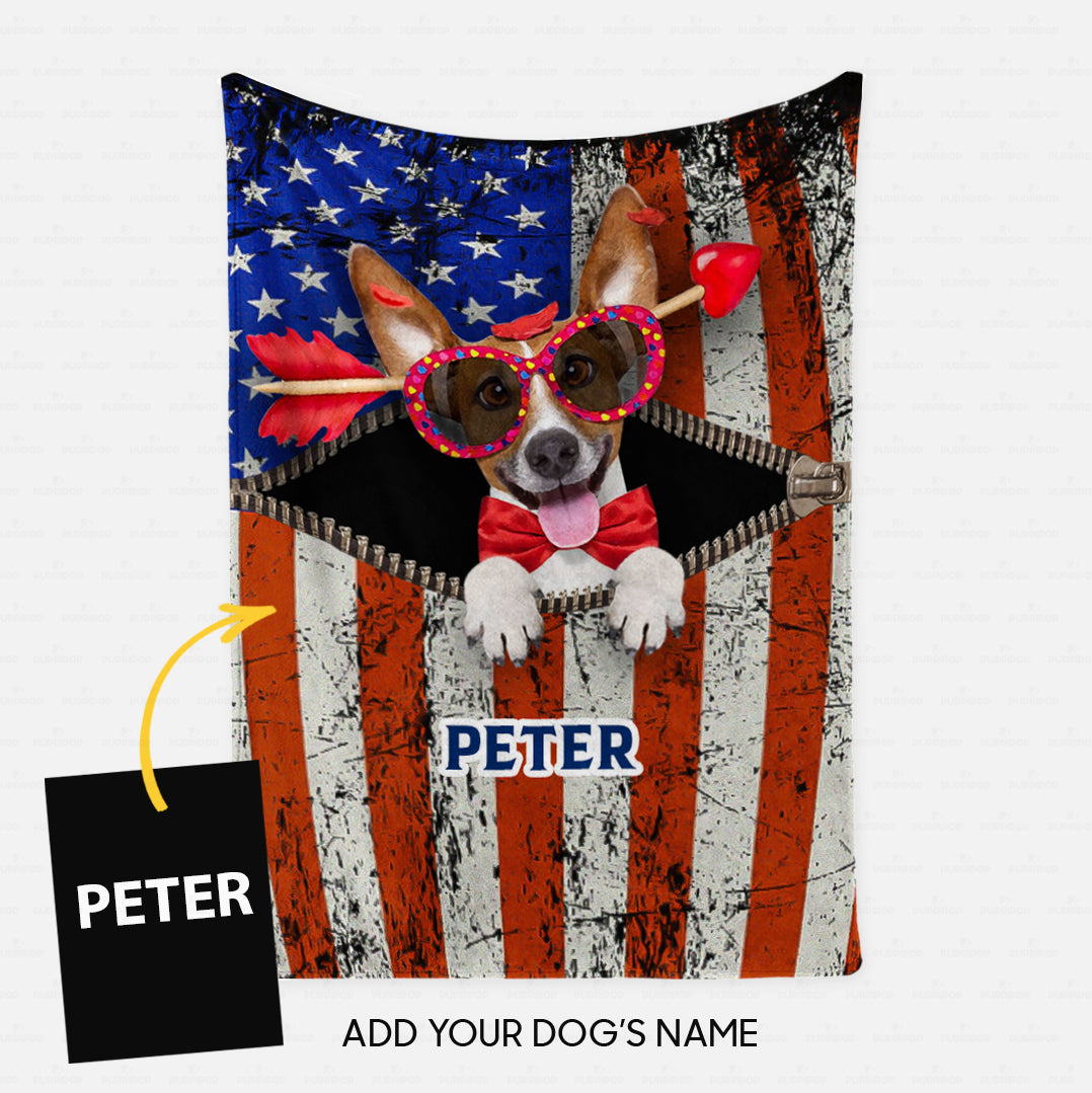 Personalized Dog Gift Idea - Dog With Red Bow And An Arrow For Dog Lovers - Fleece Blanket