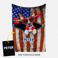 Thumbnail for Personalized Dog Gift Idea - Dog With Red Bow And An Arrow For Dog Lovers - Fleece Blanket