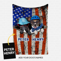 Thumbnail for Personalized Dog Gift Idea - Dog With Blue Helmet And Dog With Red Glasses For Dog Lovers - Fleece Blanket