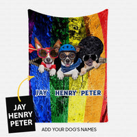 Thumbnail for Personalized Dog Gift Idea - Arrow Dog, Blue Helmet Dog And Disco Dog For Dog Lovers - Fleece Blanket