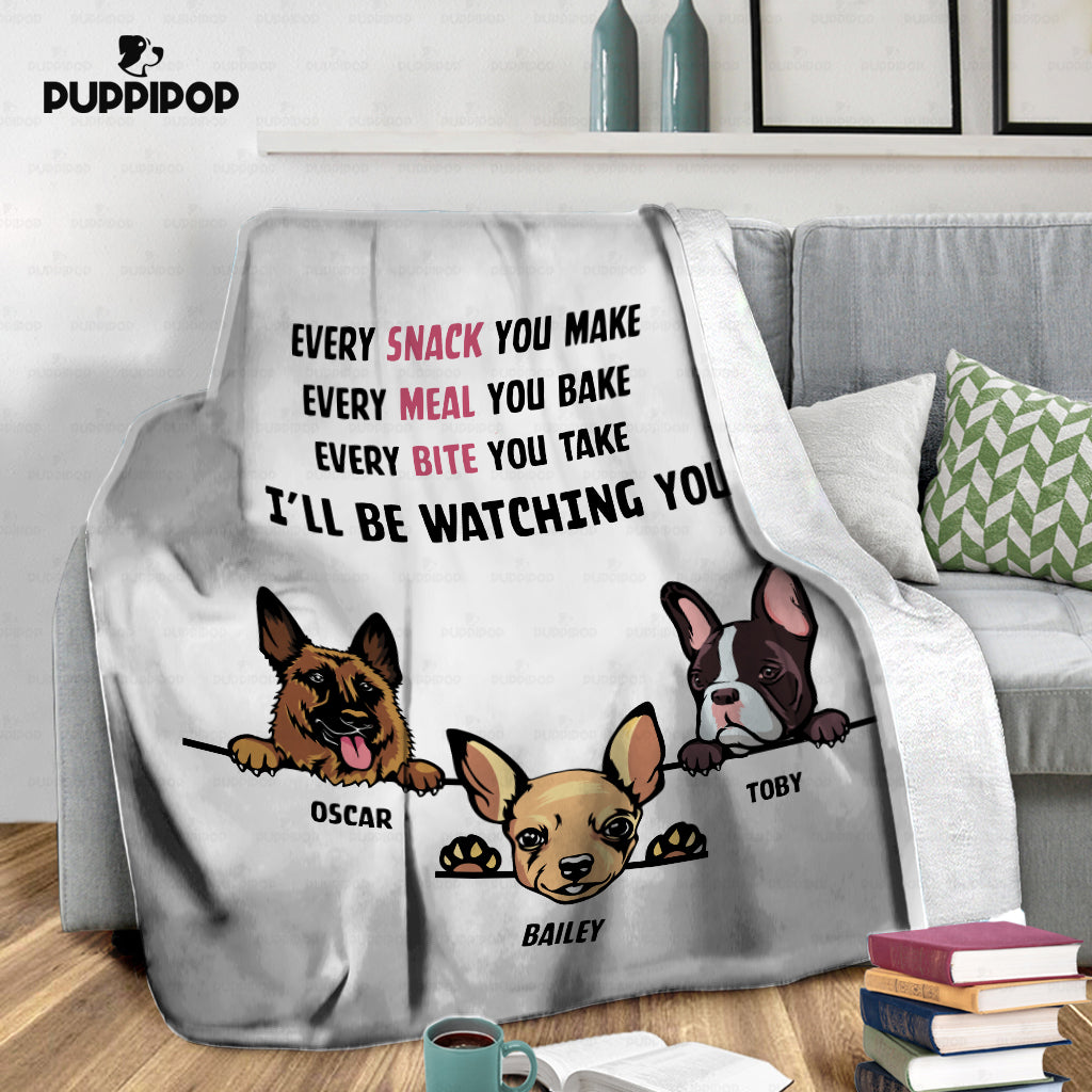 Personalized Dog Gift Idea - 3 Dog Every Snack You Make 1 For Dog Lovers - Fleece Blanket