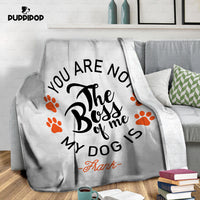 Thumbnail for Personalized Dog Gift Idea - The Boss Of Me Orange Paws For Dog Lovers - Fleece Blanket