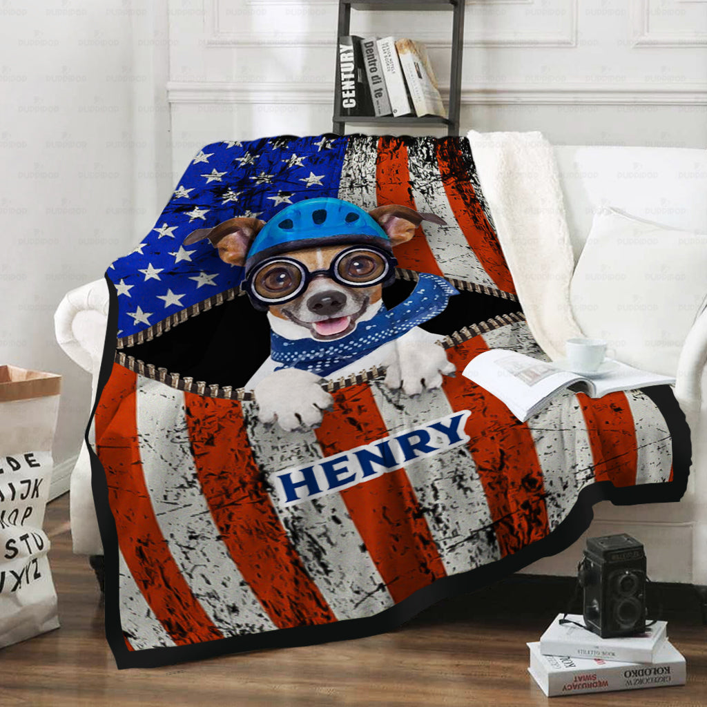 Personalized Dog Gift Idea - Dog With Blue Scarf And Helmet For Dog Lovers - Fleece Blanket