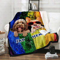 Thumbnail for Personalized Dog Gift Idea - Old Looking Dog And Dog Wearing Red Glasses For Dog Lovers - Fleece Blanket