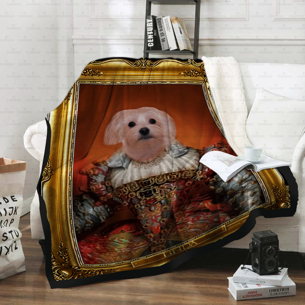 Personalized Dog Gift Idea - Royal Dog's Portrait For Dog Lovers - Fleece Blanket