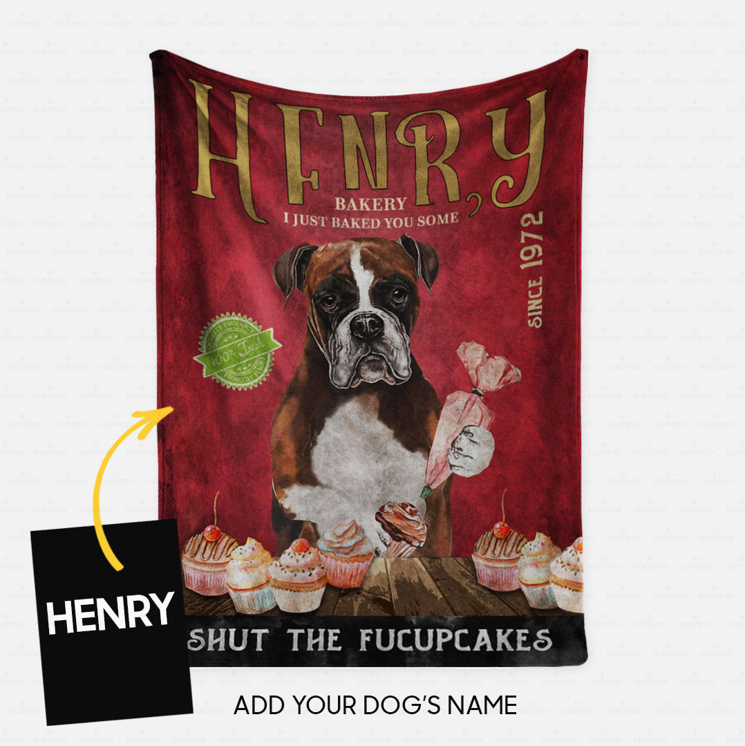 Personalized Dog Blanket Gift Idea - Boxer Fucupcakes For Dog Lover - Fleece Blanket