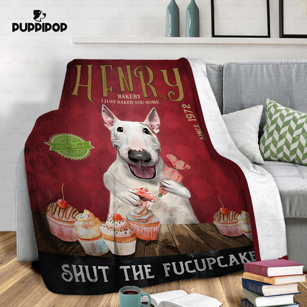 Personalized Dog Blanket Gift Idea - Bull Terrier Fucupcakes For Dog Lover - Fleece Blanket