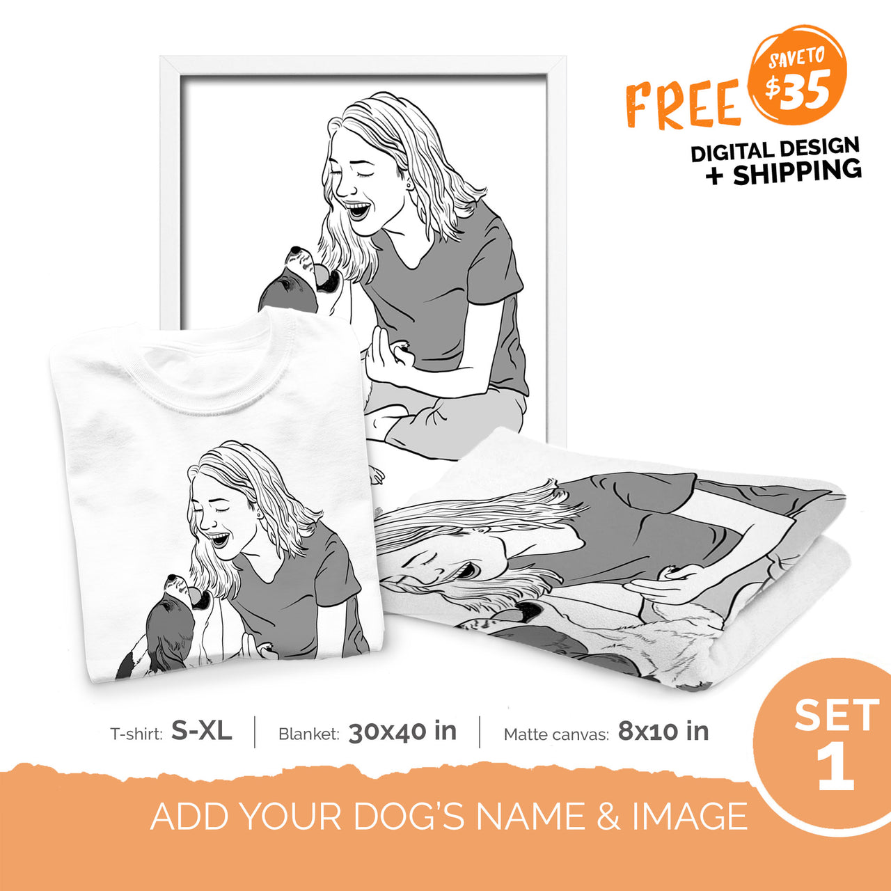 Personalized Gift Bundle - Black And White Sketching For Puppy Lovers - Standard Happy Ever After 3