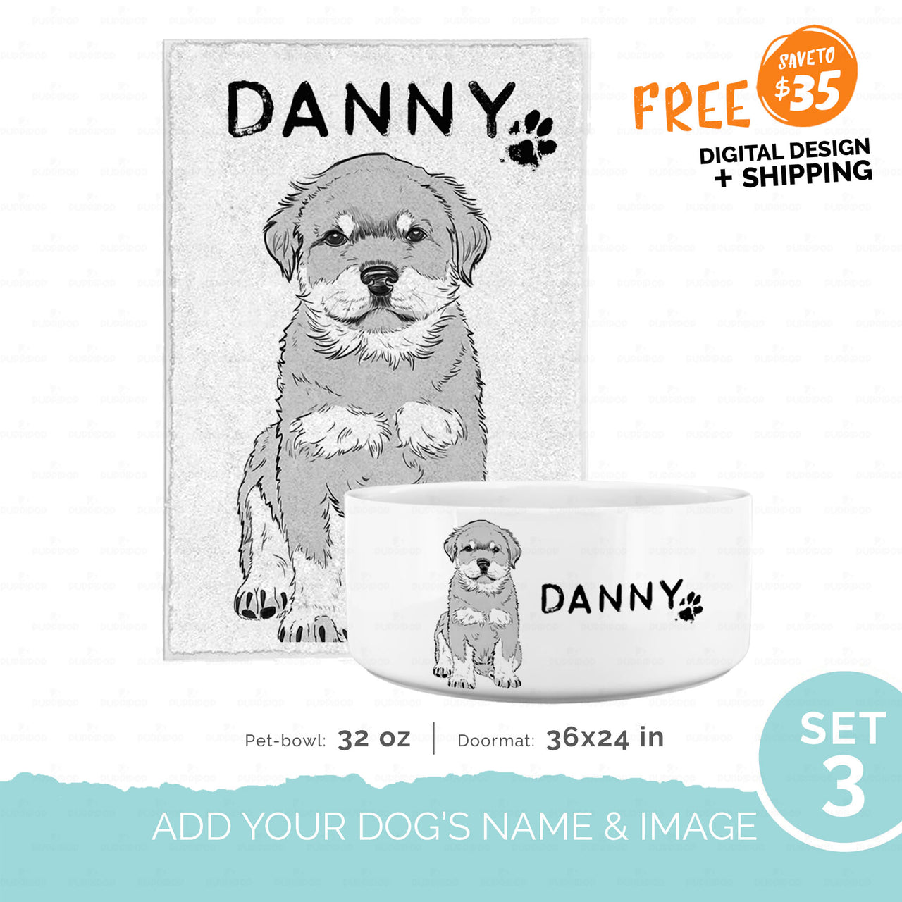 Personalized Gift Bundle - Sketching Portrait For Puppy Lover - Basic Welcome Home Bundle 2