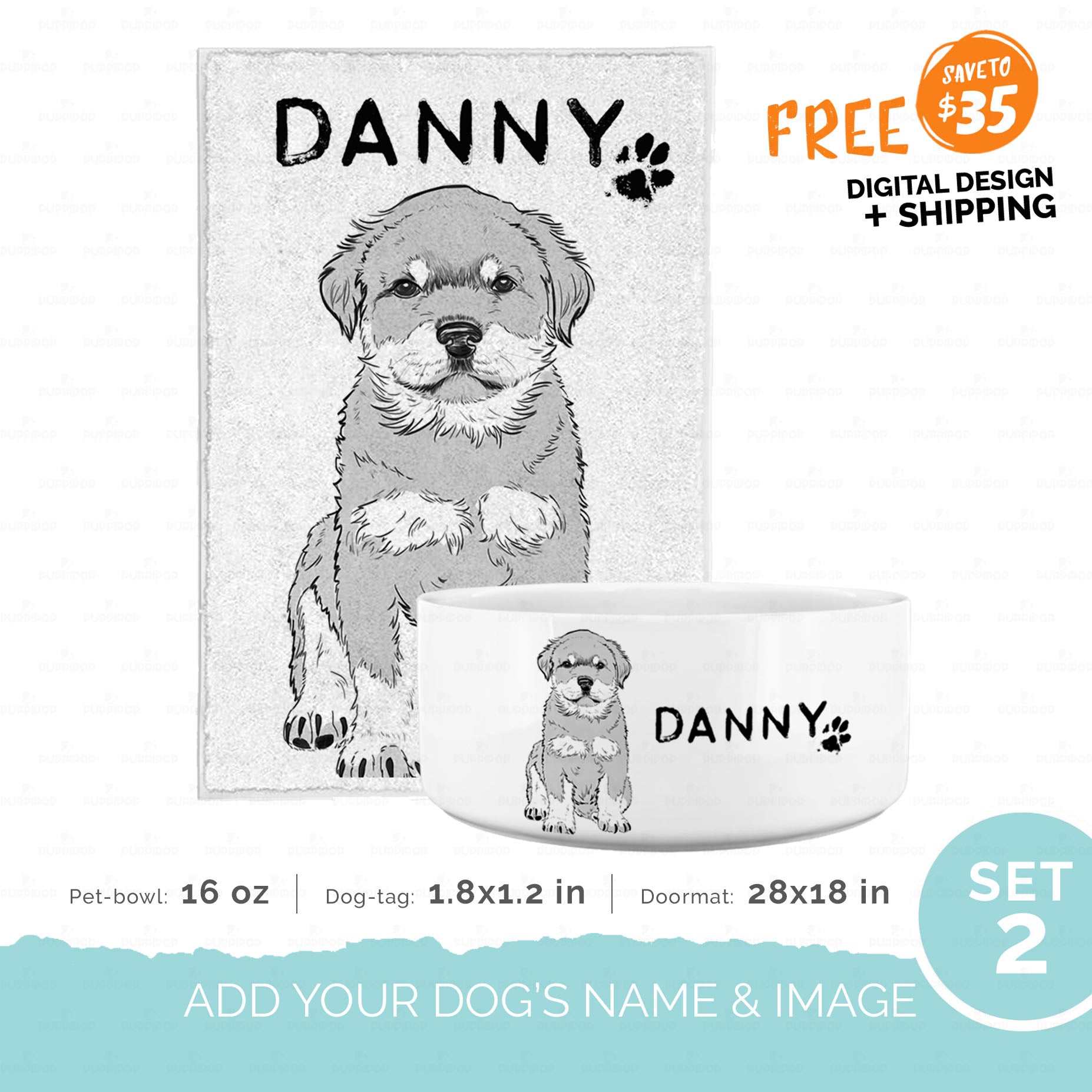 Personalized Gift Bundle - Sketching Portrait For Puppy Lover - Basic Welcome Home Bundle 2