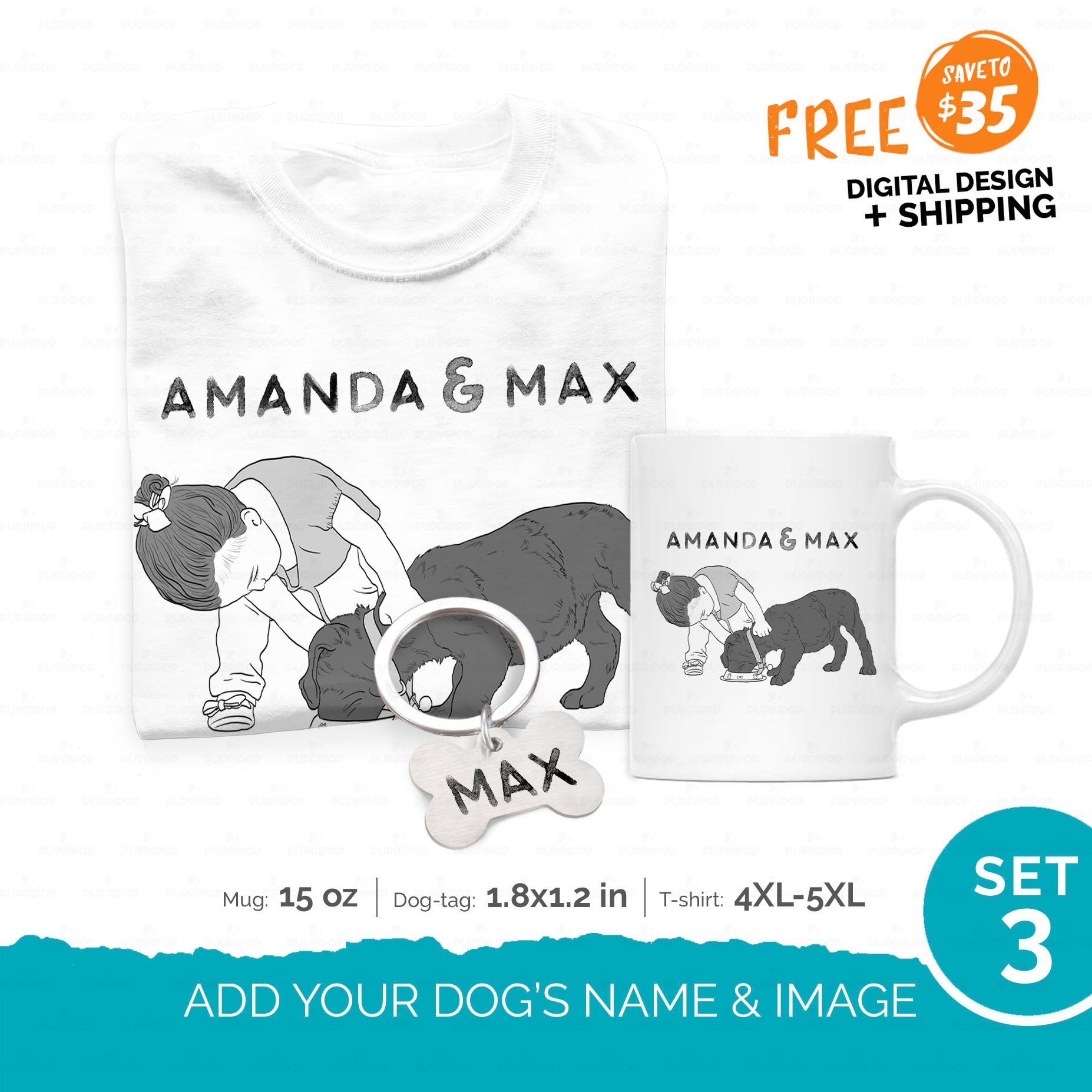 Personalized Gift Bundle - Creative Sketching Picture For Puppy Lovers - Standard Overwhelmed Bundle 2