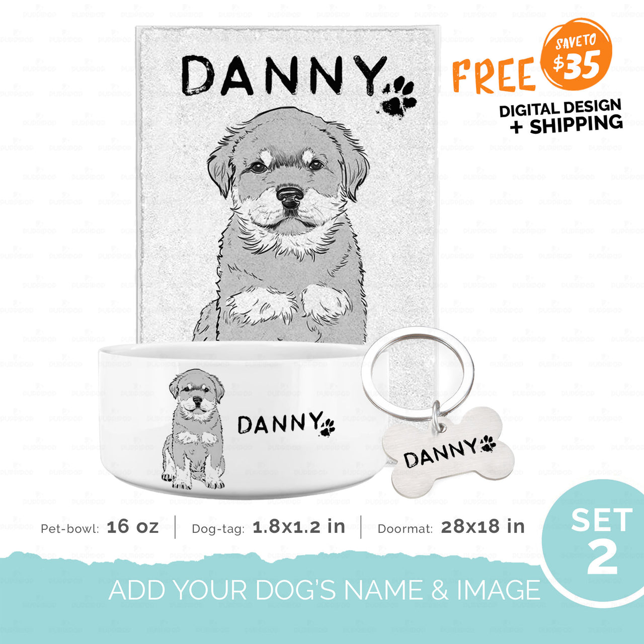 Personalized Gift Bundle - Sketching Portrait For Puppy Lovers - Standard Welcome Home Bundle 1