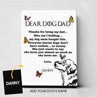 Thumbnail for Custom Dog Canvas - Personalized Dear Dog Dad With Butterfly Gift For Dad - Matte Canvas