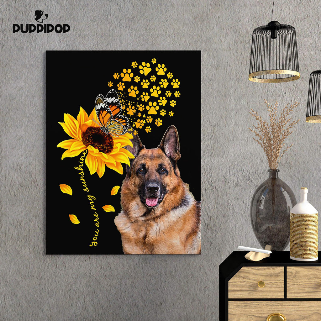 Custom Dog Canvas - Personalized Shepherd Sunflower Gift For Dad - Matte Canvas